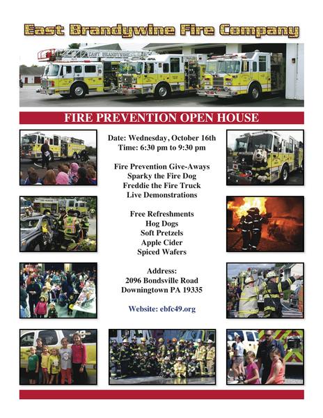 Fire Prevention Open House - October 16th - East Brandywine Fire Company